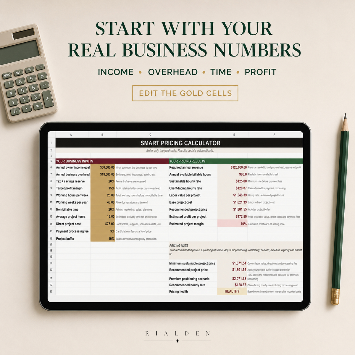Smart Pricing Calculator – Excel Pricing & Profit Tool for Service Businesses