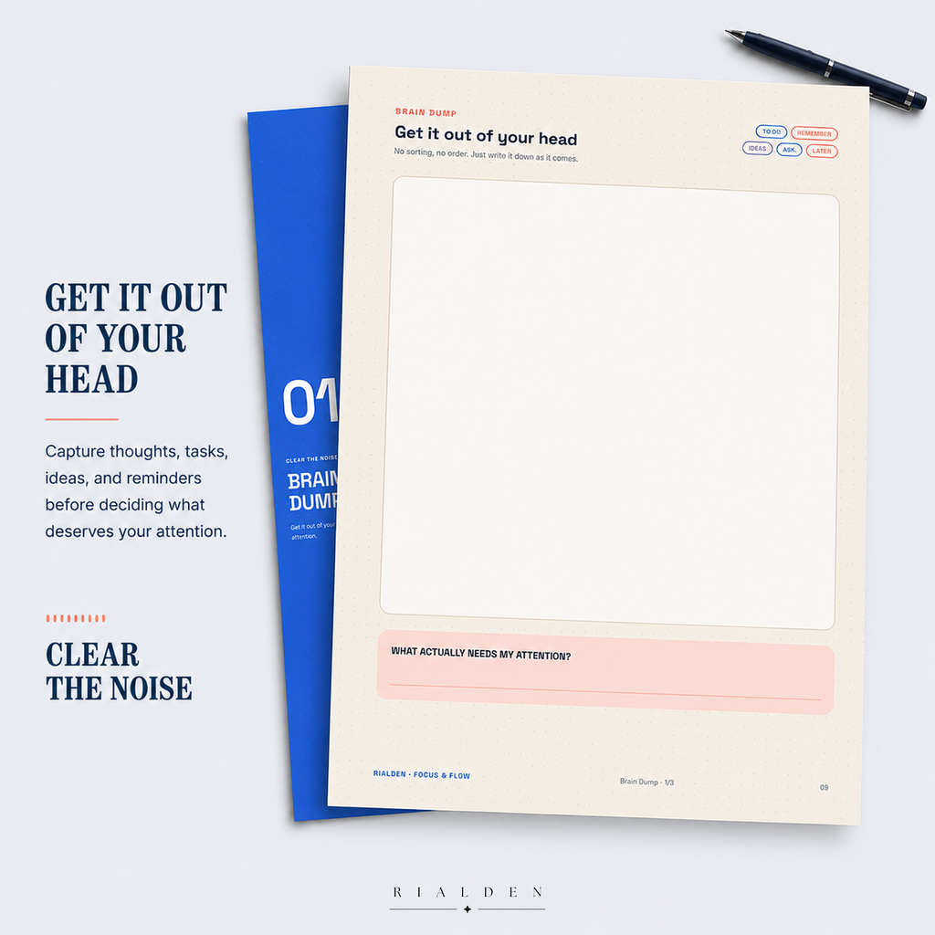 Focus & Flow ADHD Planner — Undated 90-Day Printable + Fillable PDF