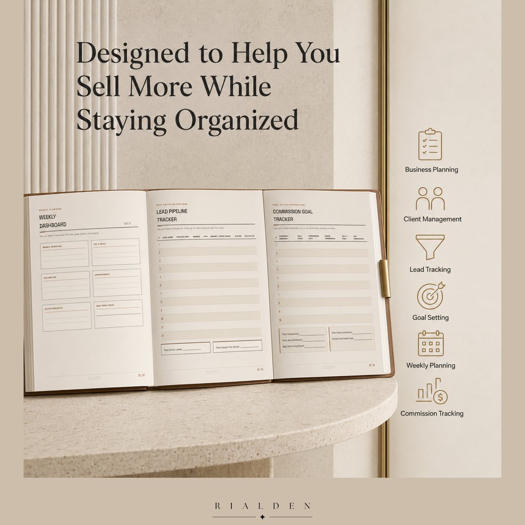 Realtor Business & Goal Planner | Printable + Interactive Fillable PDF | Real Estate Business Planner