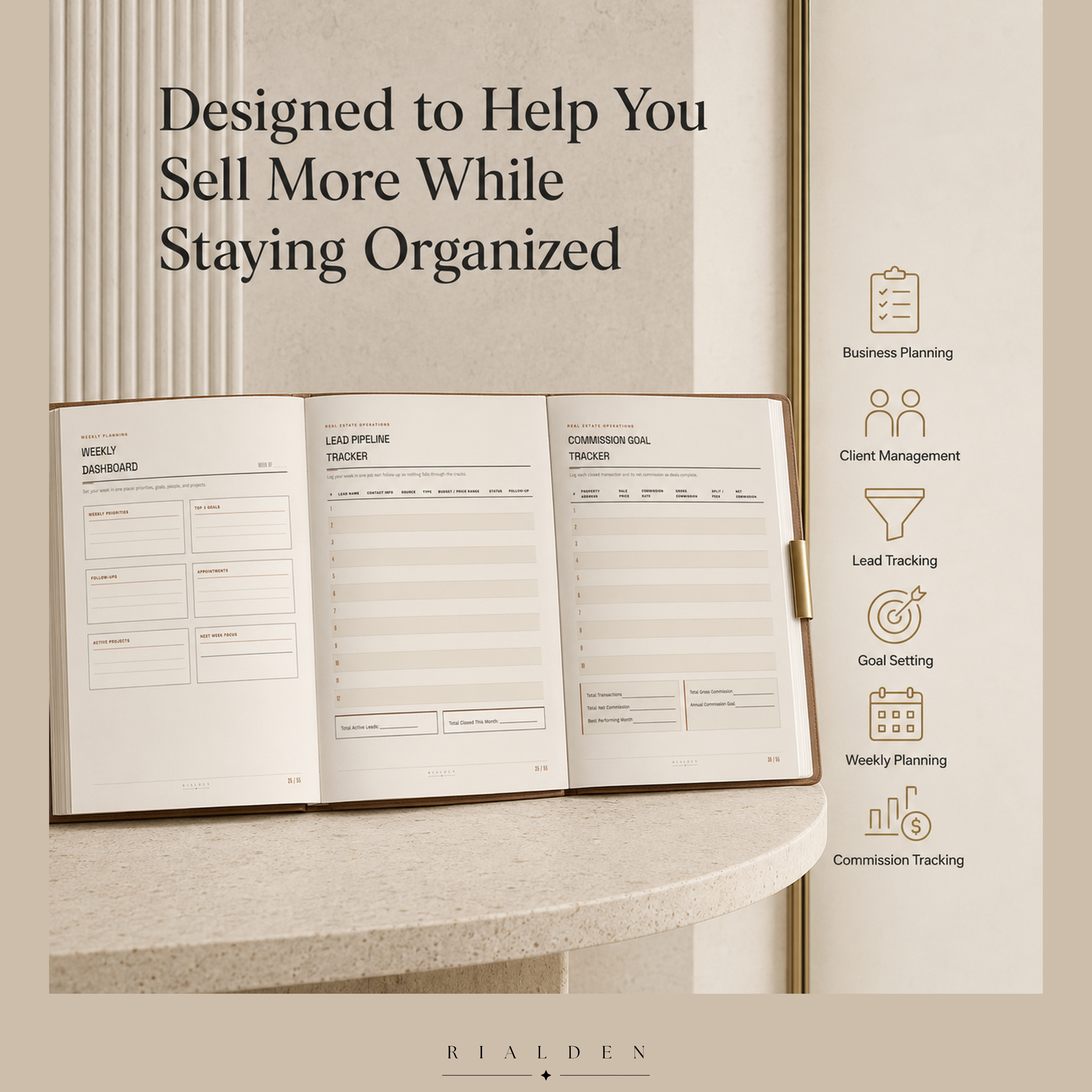 Realtor Business & Goal Planner | Printable + Interactive Fillable PDF | Real Estate Business Planner