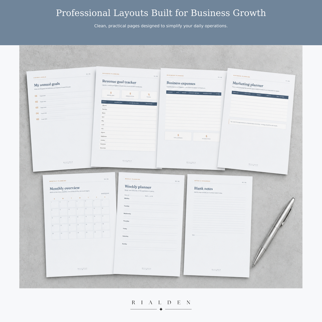 Small Business Owner Planner | Printable + Interactive Fillable PDF | Business Planning System