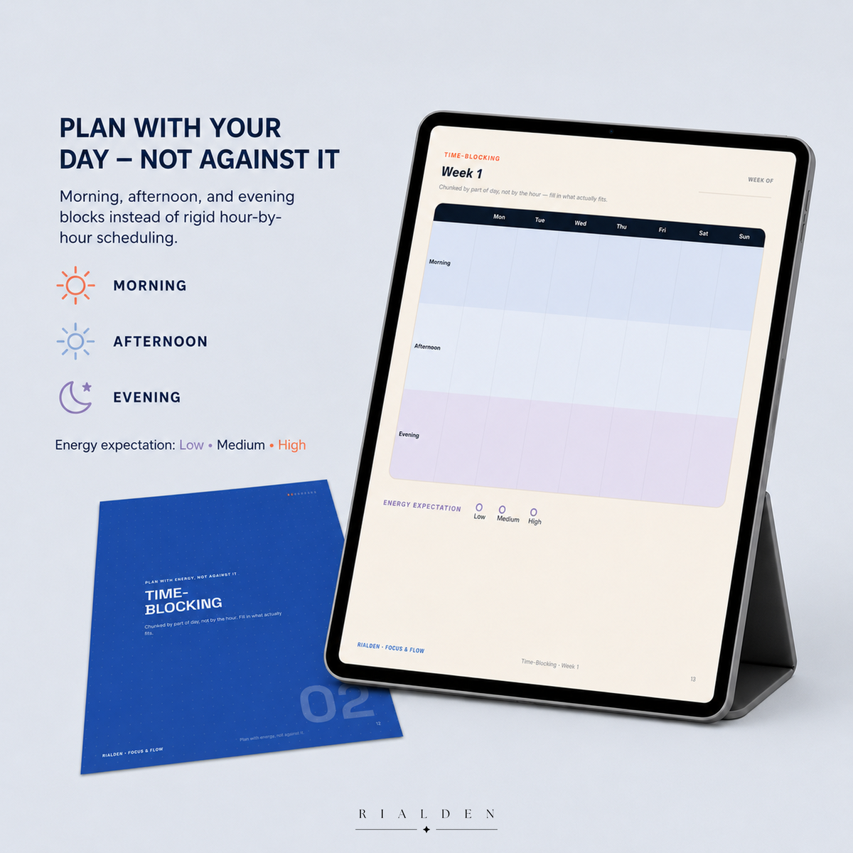 Focus & Flow ADHD Planner — Undated 90-Day Printable + Fillable PDF
