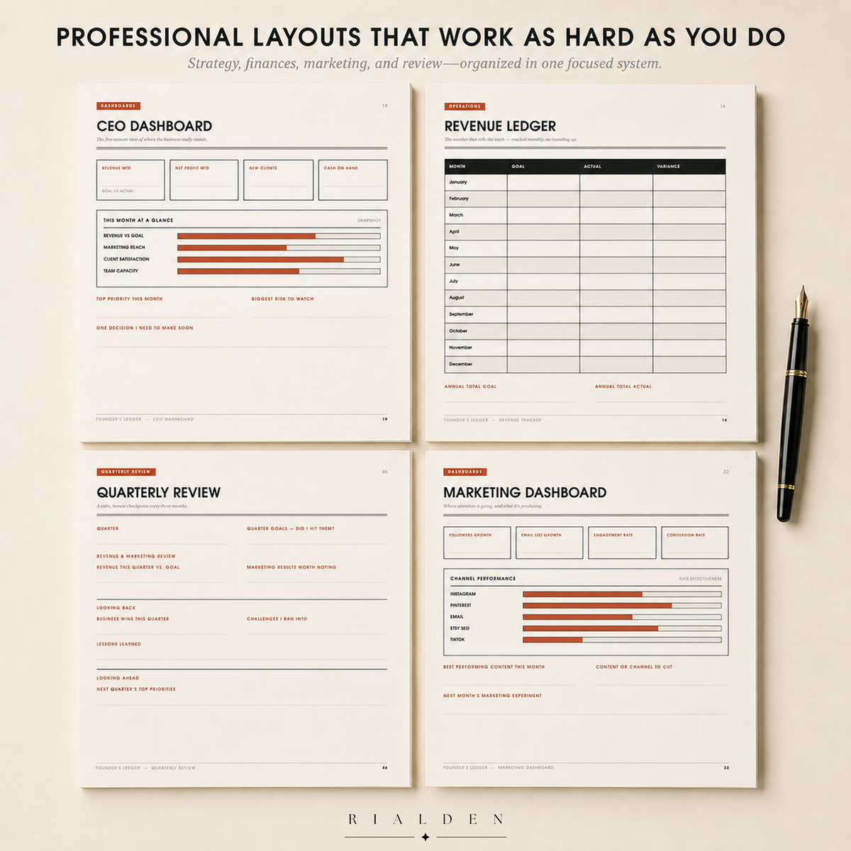 Founder's Ledger – Printable Business & Goal Planner PDF for Entrepreneurs