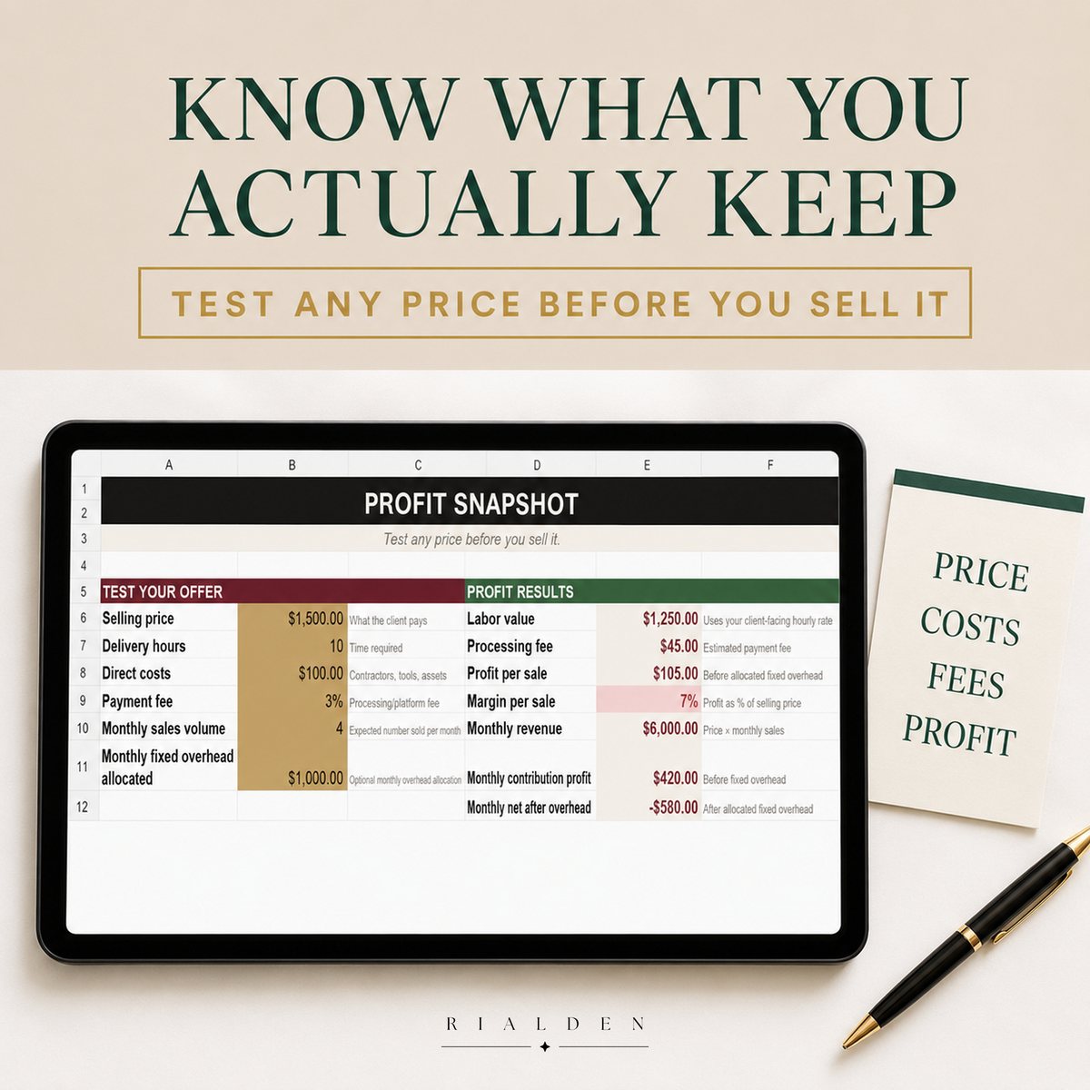Smart Pricing Calculator – Excel Pricing & Profit Tool for Service Businesses