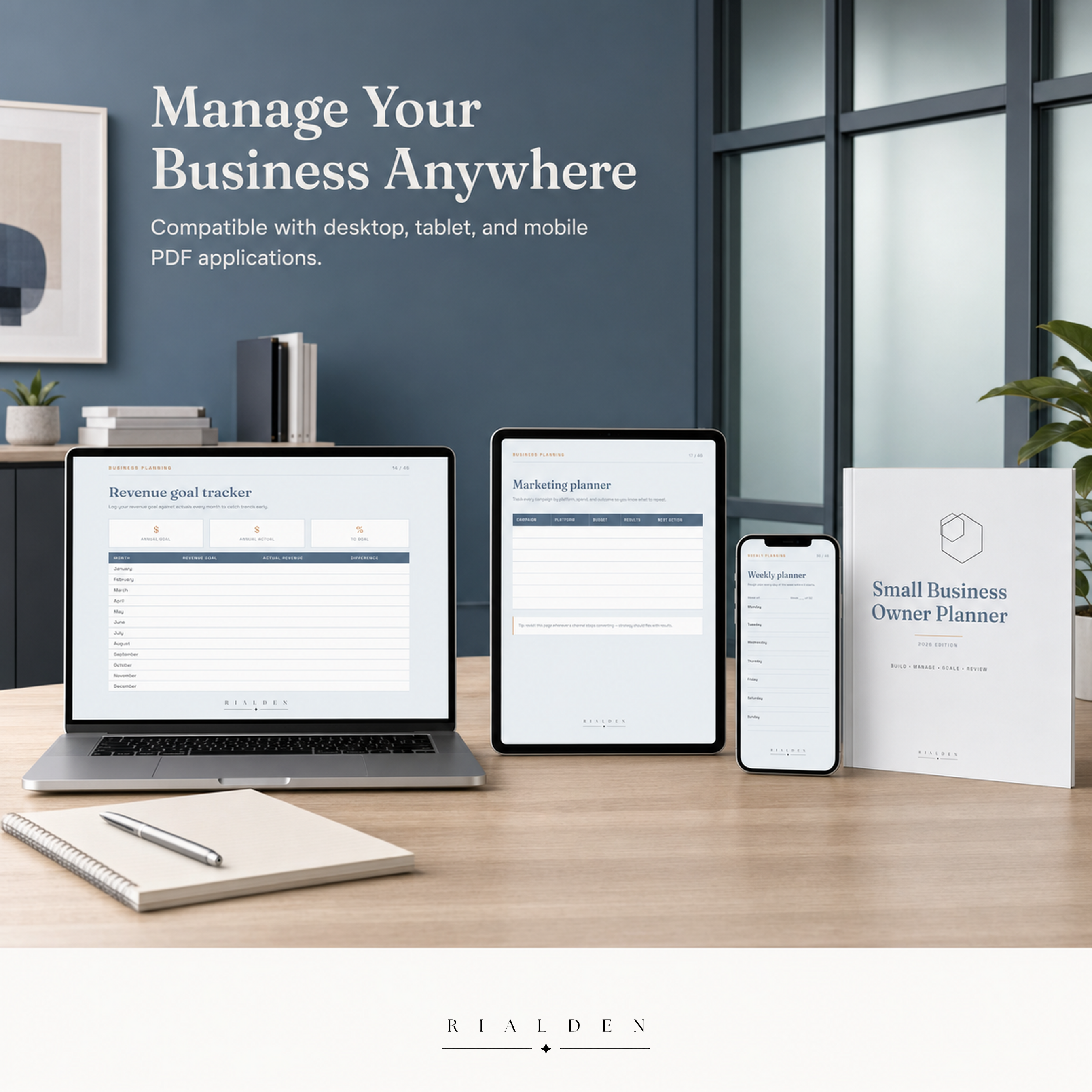 Small Business Owner Planner | Printable + Interactive Fillable PDF | Business Planning System