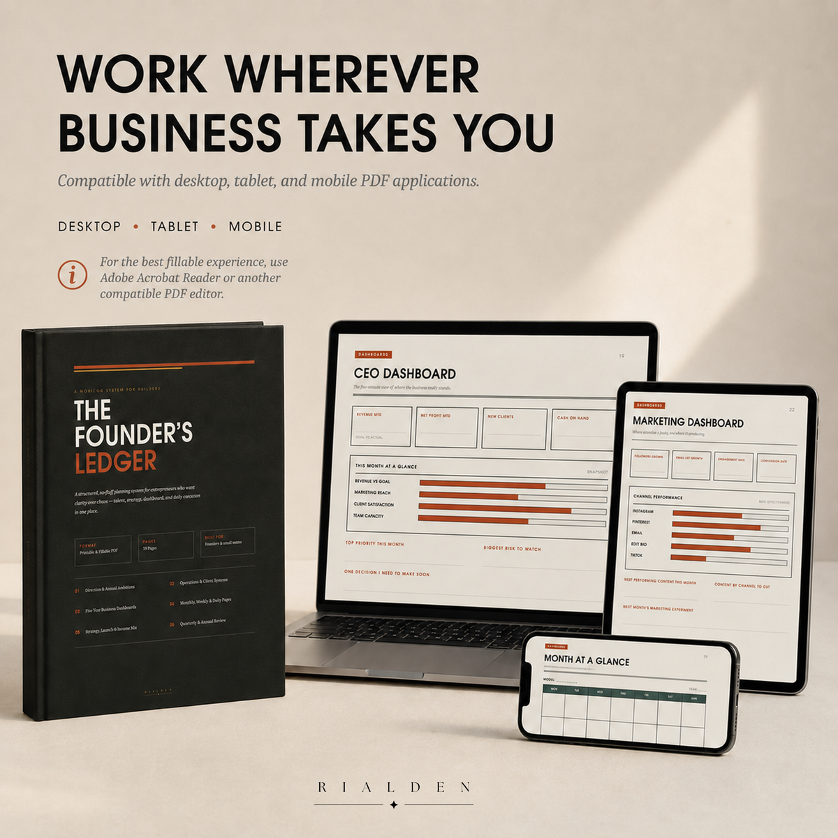 Founder's Ledger – Printable Business & Goal Planner PDF for Entrepreneurs
