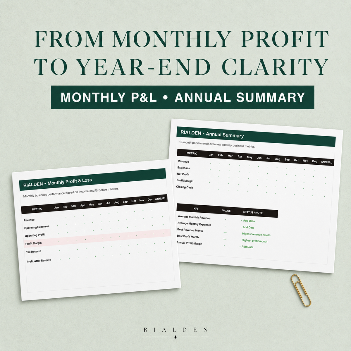 Business Finance Dashboard – Excel Financial Tracker for Small Businesses