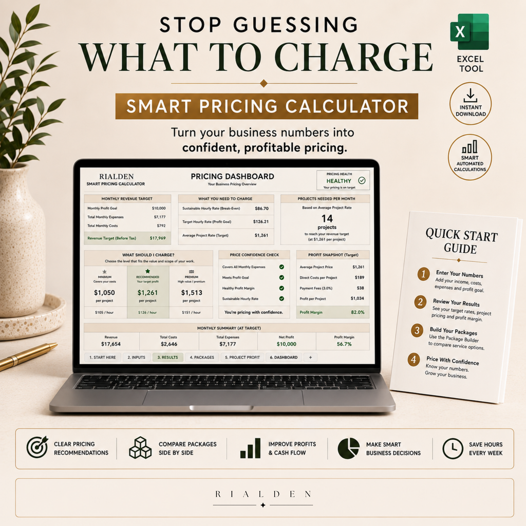 Smart Pricing Calculator | Excel Pricing & Profit Tool for Service Businesses