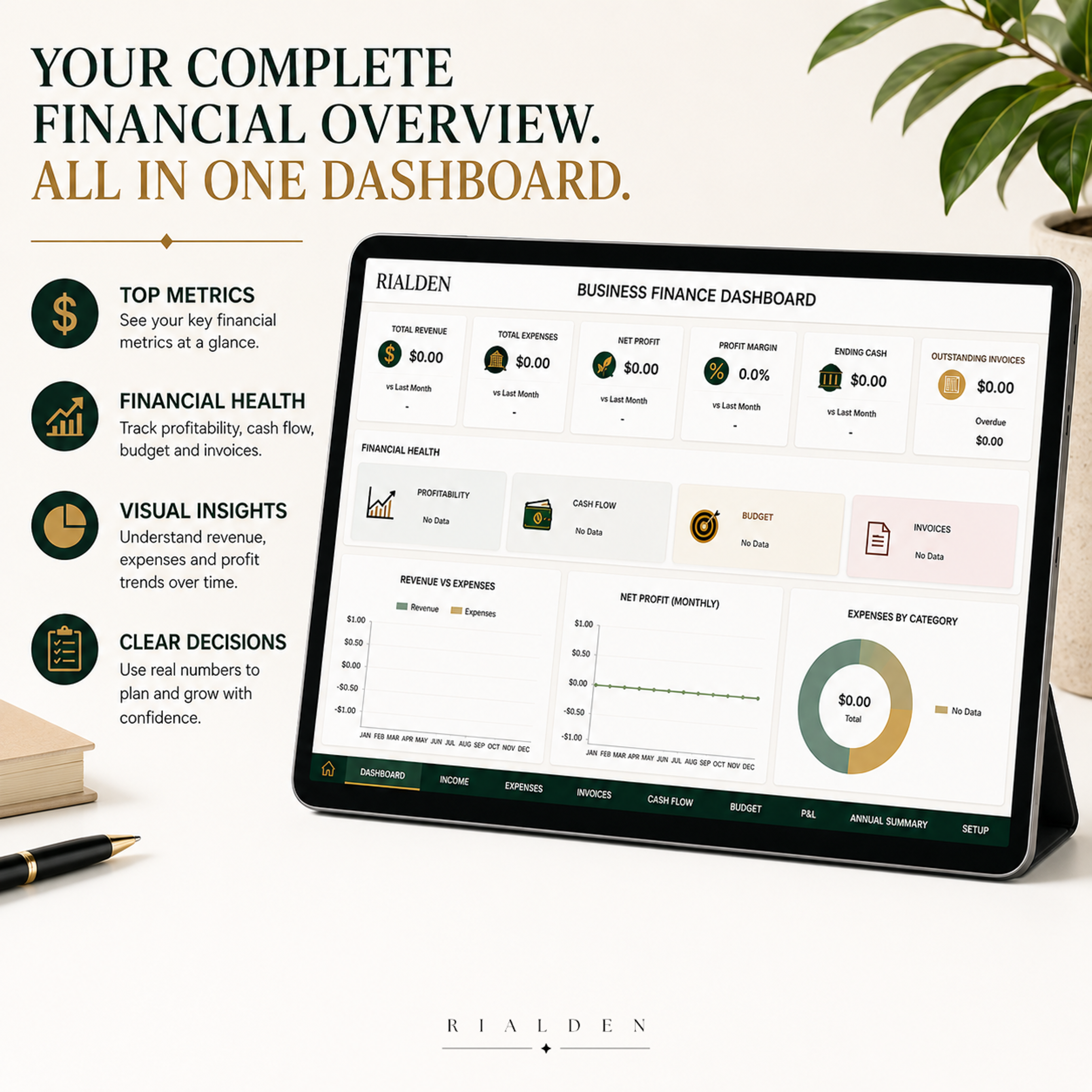 Business Finance Dashboard | Excel Financial Tracker for Small Businesses