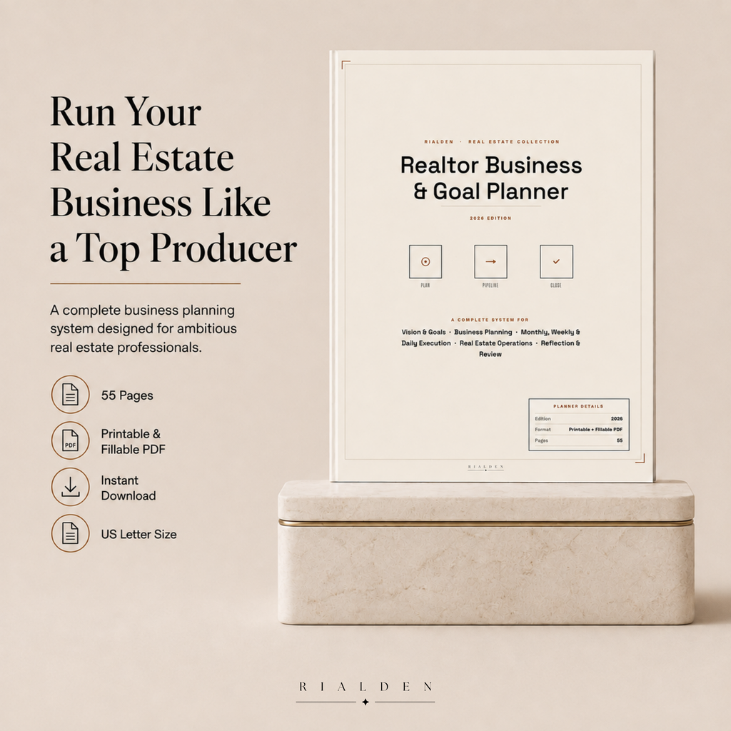 Realtor Business & Goal Planner | Printable + Interactive Fillable PDF | Real Estate Business Planner