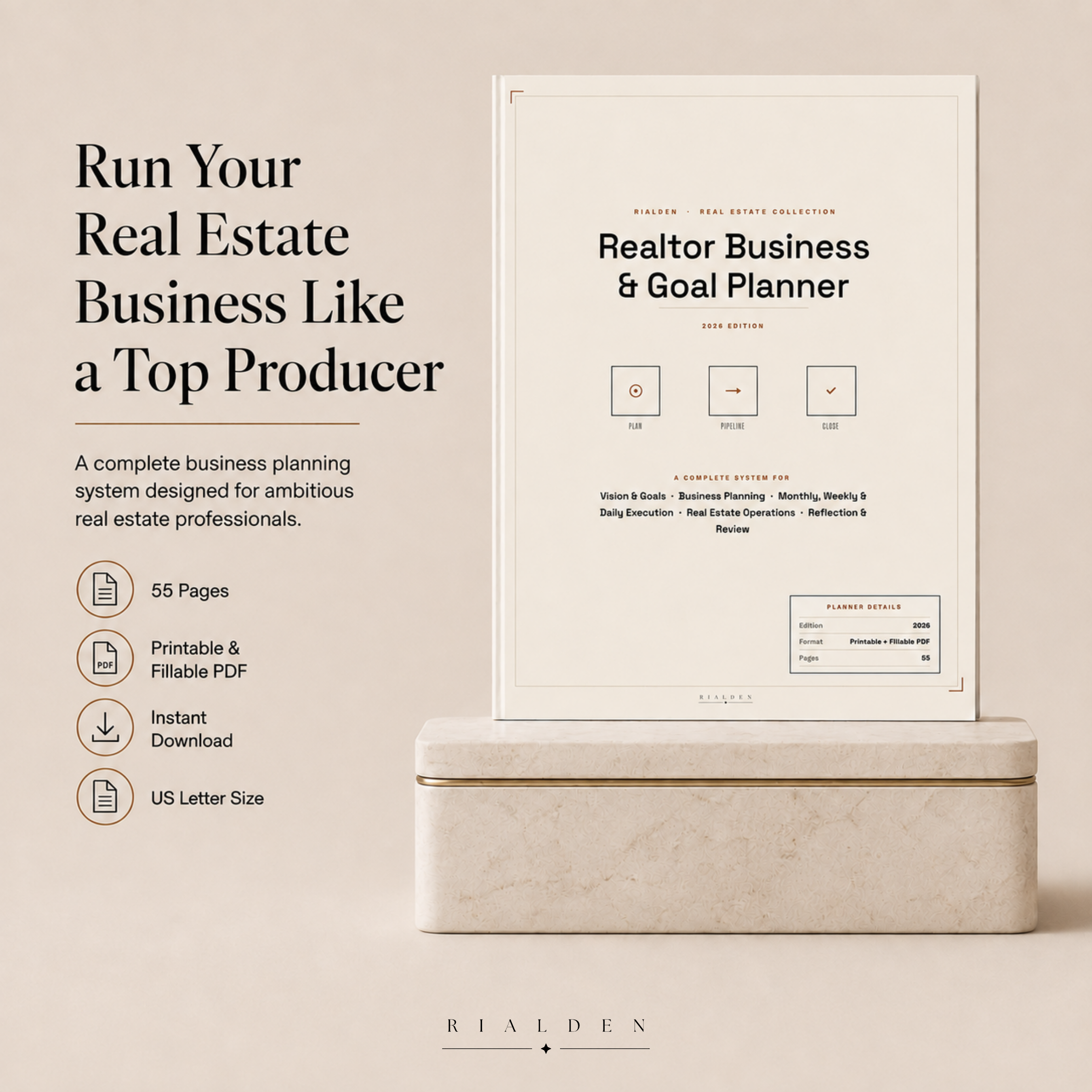 Realtor Business & Goal Planner | Printable + Interactive Fillable PDF | Real Estate Business Planner
