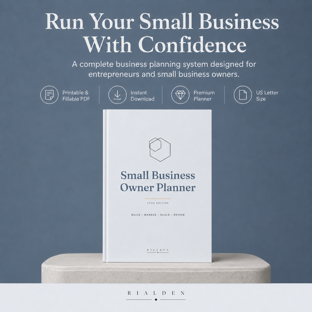 Small Business Owner Planner | Printable + Interactive Fillable PDF | Business Planning System