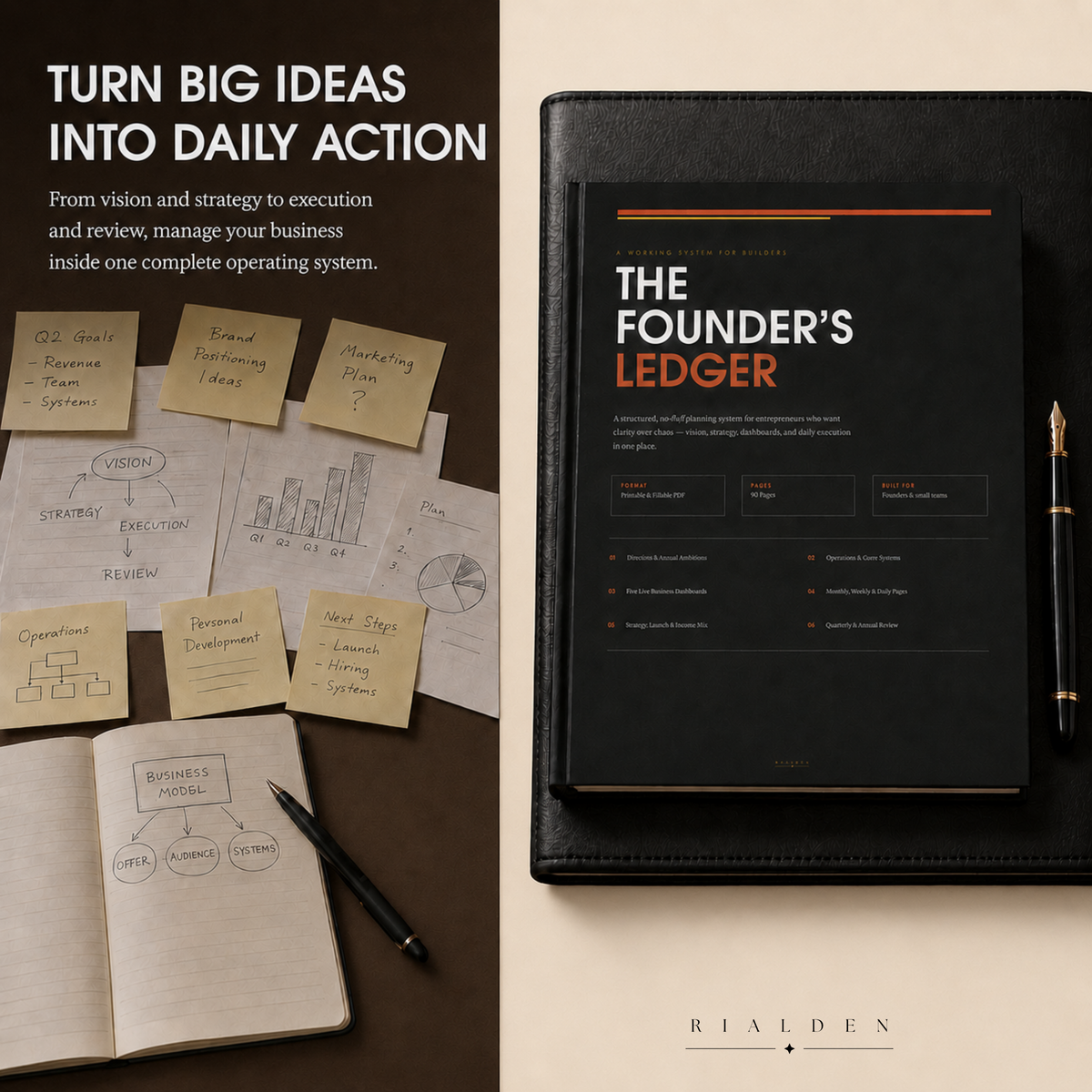 Founder's Ledger – Printable Business & Goal Planner PDF for Entrepreneurs