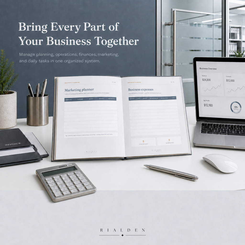 Small Business Owner Planner | Printable + Interactive Fillable PDF | Business Planning System