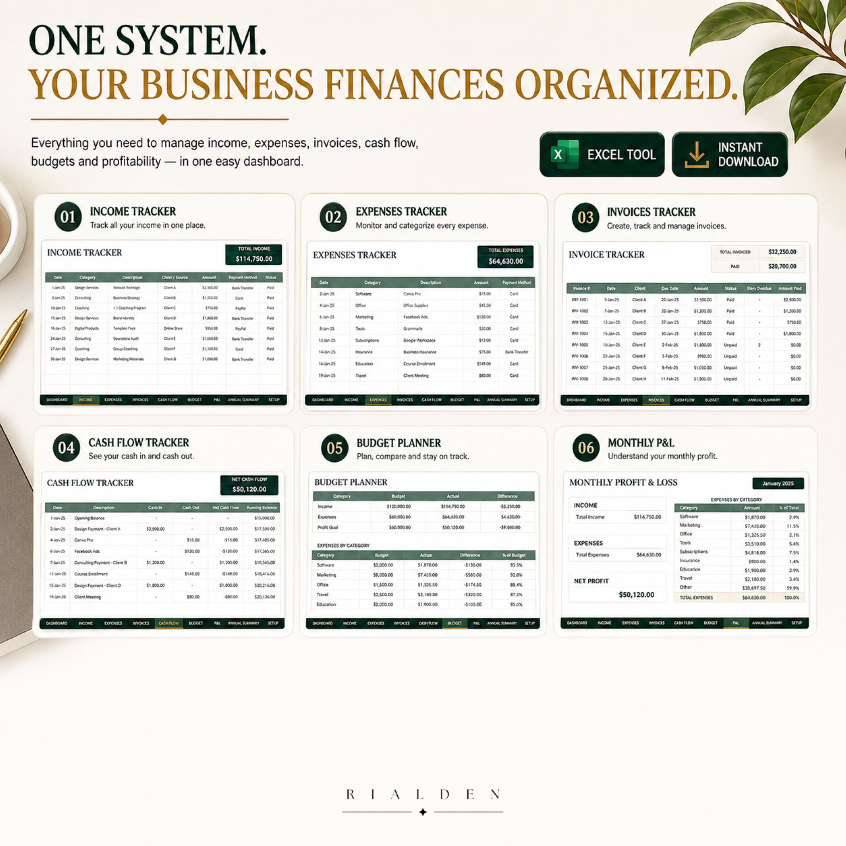 Business Finance Dashboard | Excel Financial Tracker for Small Businesses