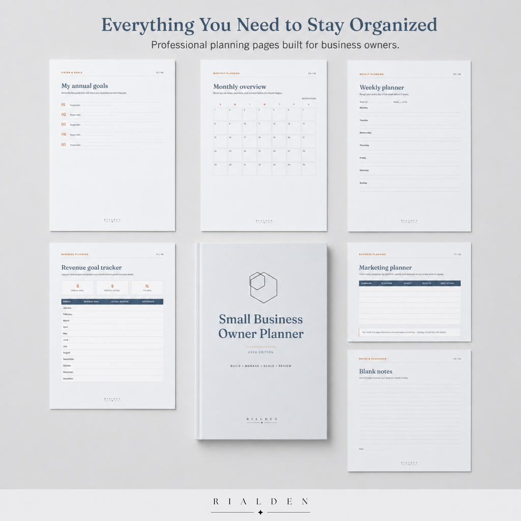 Small Business Owner Planner | Printable + Interactive Fillable PDF | Business Planning System