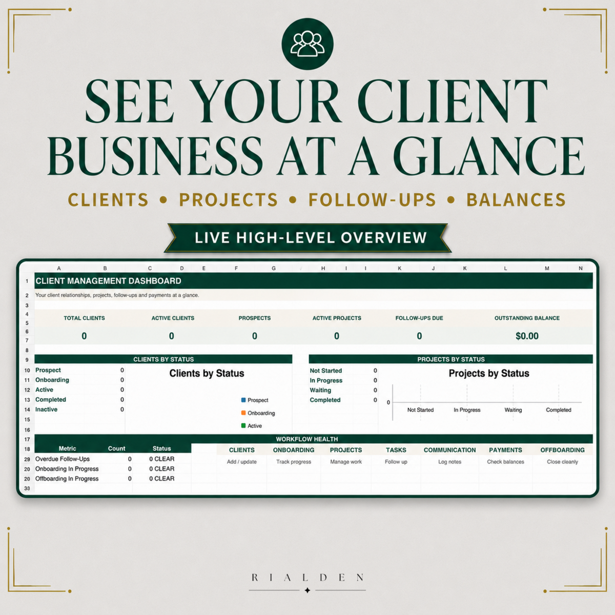 Client Management Dashboard | Excel Client Tracker for Service Businesses