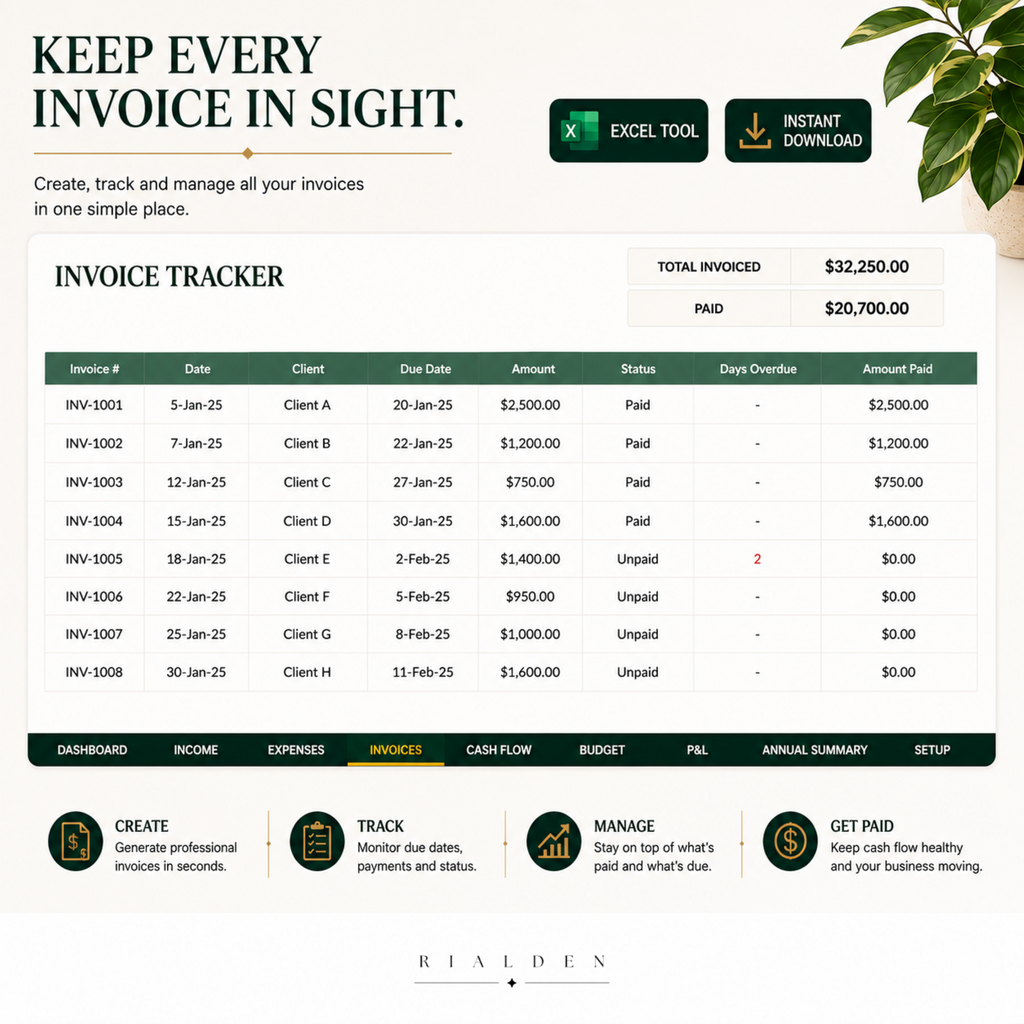 Business Finance Dashboard | Excel Financial Tracker for Small Businesses