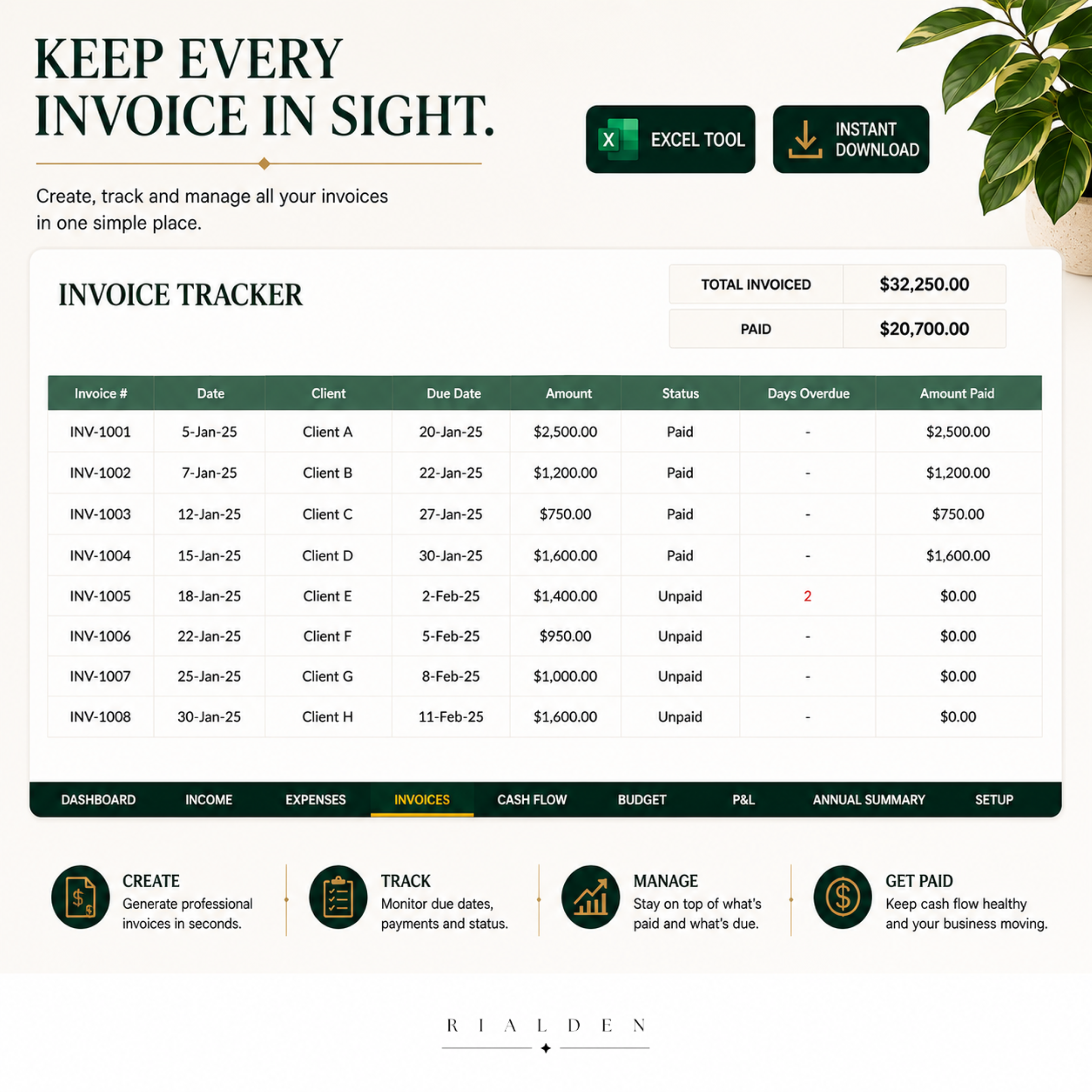 Business Finance Dashboard | Excel Financial Tracker for Small Businesses