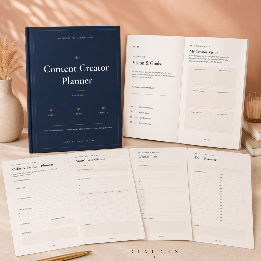 Content Creator Planner | Printable + Interactive Fillable PDF | Content Planning System