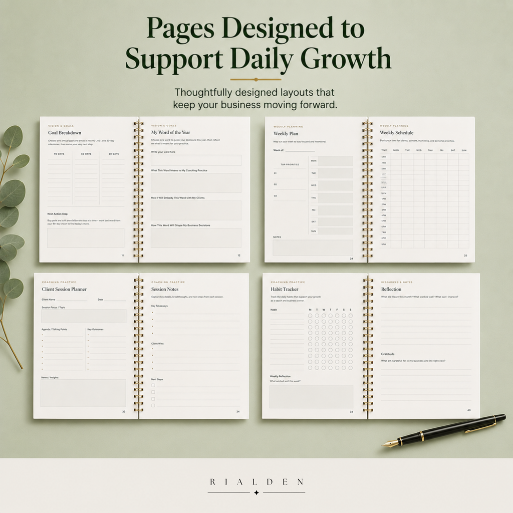Coach Business & Goal Planner | Printable + Interactive Fillable PDF | Coaching Business Planner