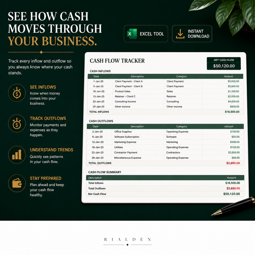 Business Finance Dashboard | Excel Financial Tracker for Small Businesses