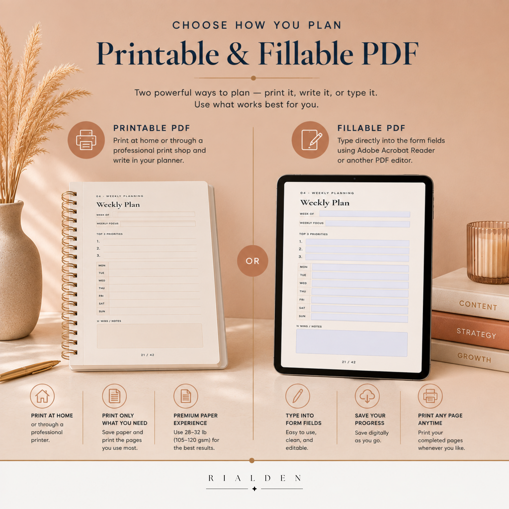 Content Creator Planner | Printable + Interactive Fillable PDF | Content Planning System