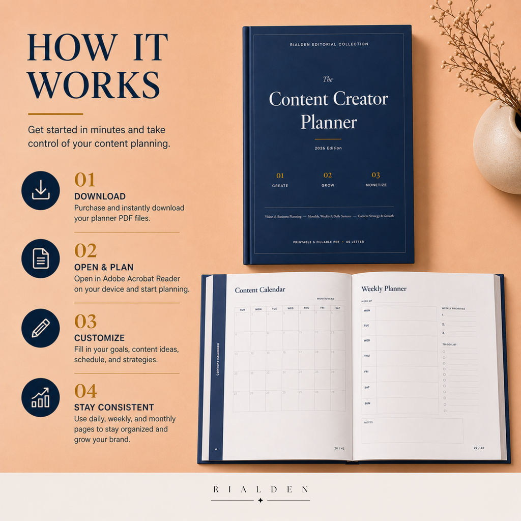 Content Creator Planner | Printable + Interactive Fillable PDF | Content Planning System