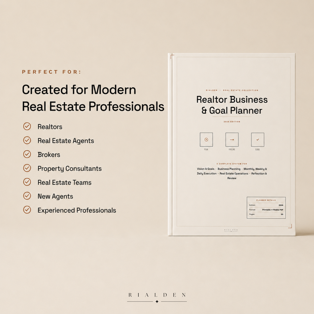 Realtor Business & Goal Planner | Printable + Interactive Fillable PDF | Real Estate Business Planner