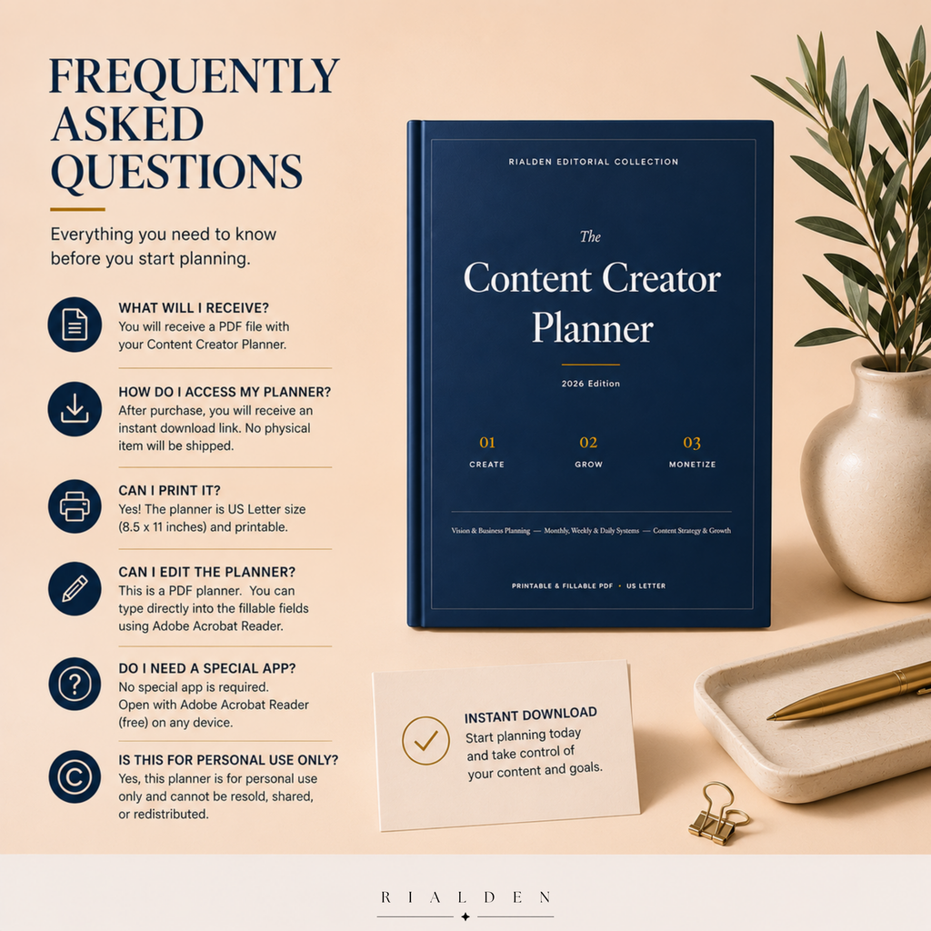 Content Creator Planner | Printable + Interactive Fillable PDF | Content Planning System