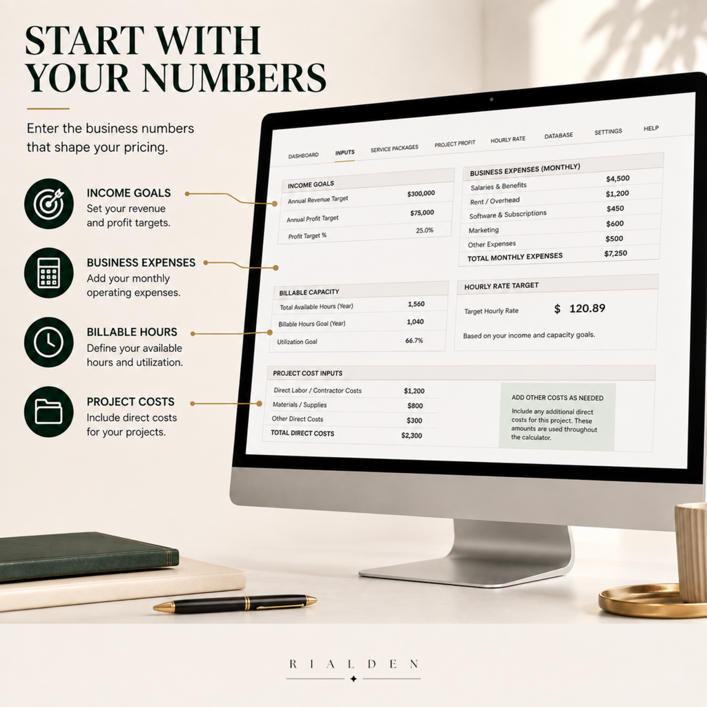 Smart Pricing Calculator | Excel Pricing & Profit Tool for Service Businesses