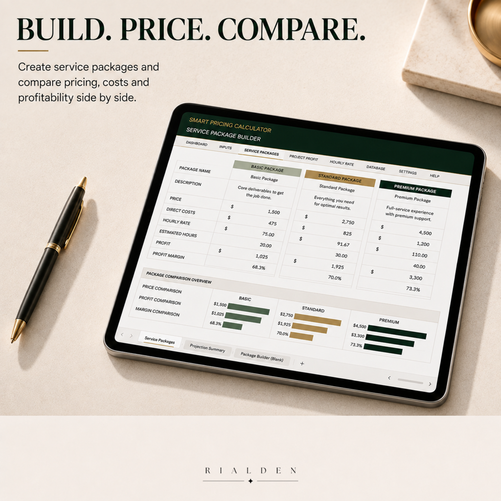 Smart Pricing Calculator | Excel Pricing & Profit Tool for Service Businesses