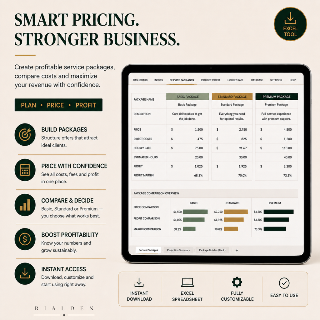 Smart Pricing Calculator | Excel Pricing & Profit Tool for Service Businesses