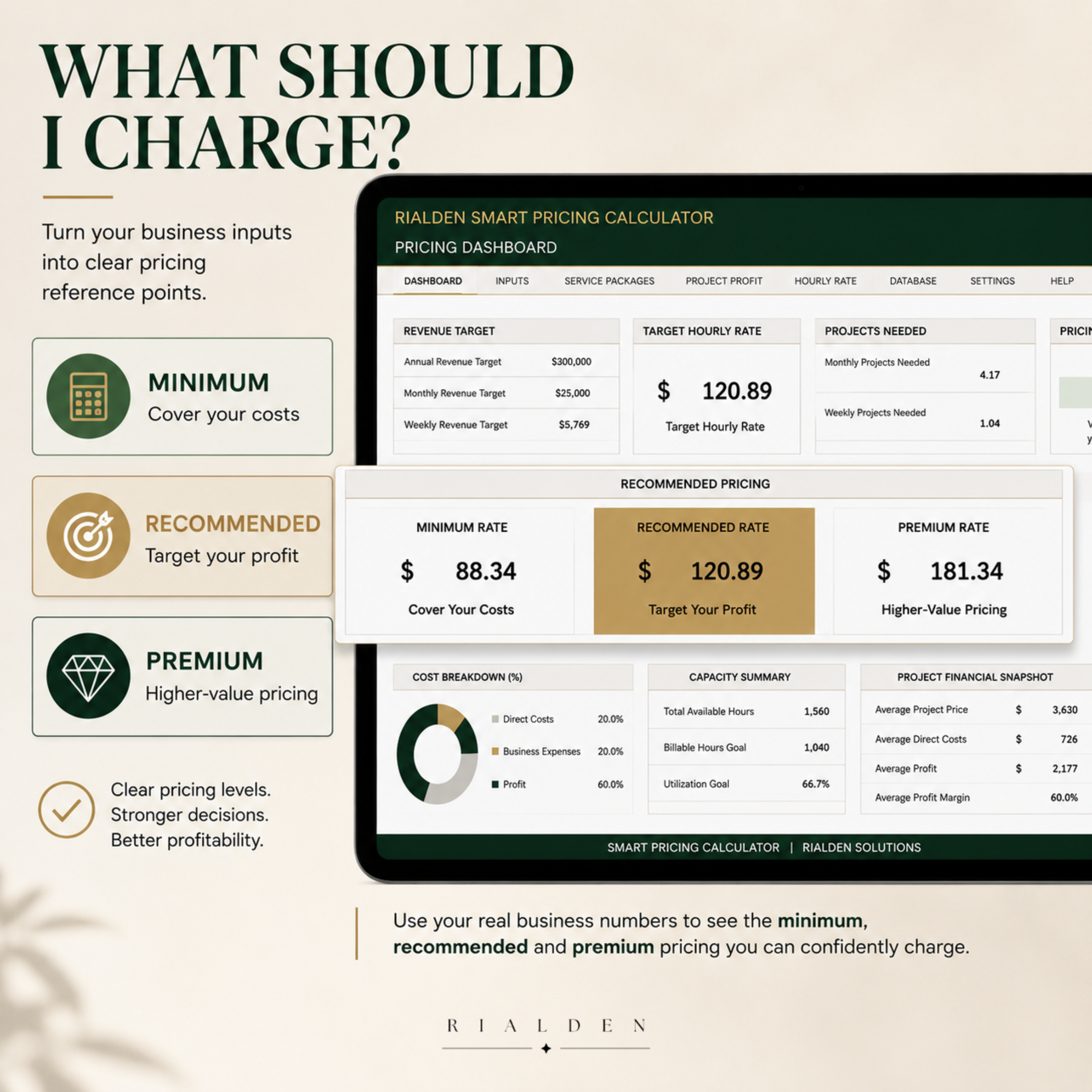 Smart Pricing Calculator | Excel Pricing & Profit Tool for Service Businesses
