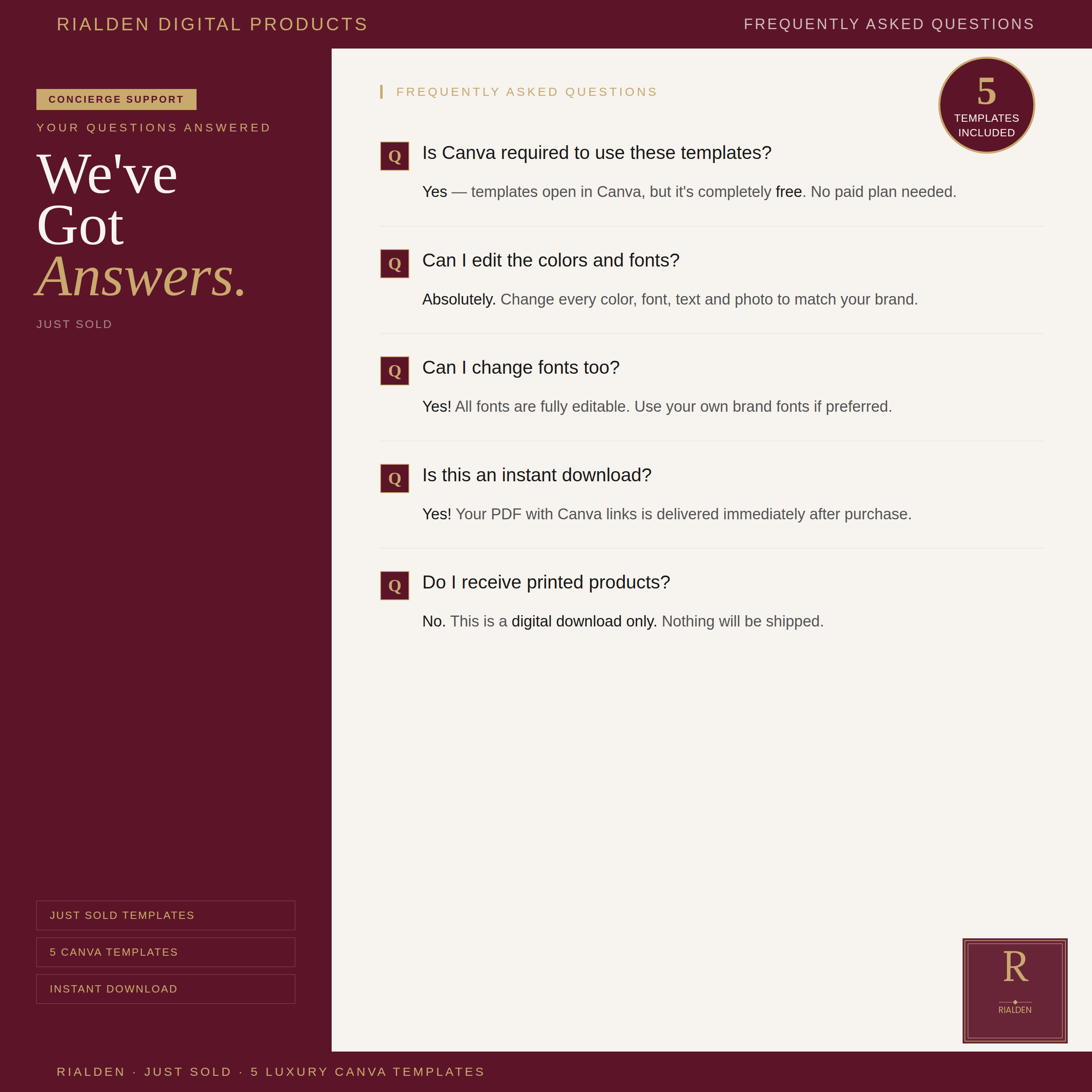 Just Sold Canva Template Bundle | 5 Luxury Real Estate Social Media Templates