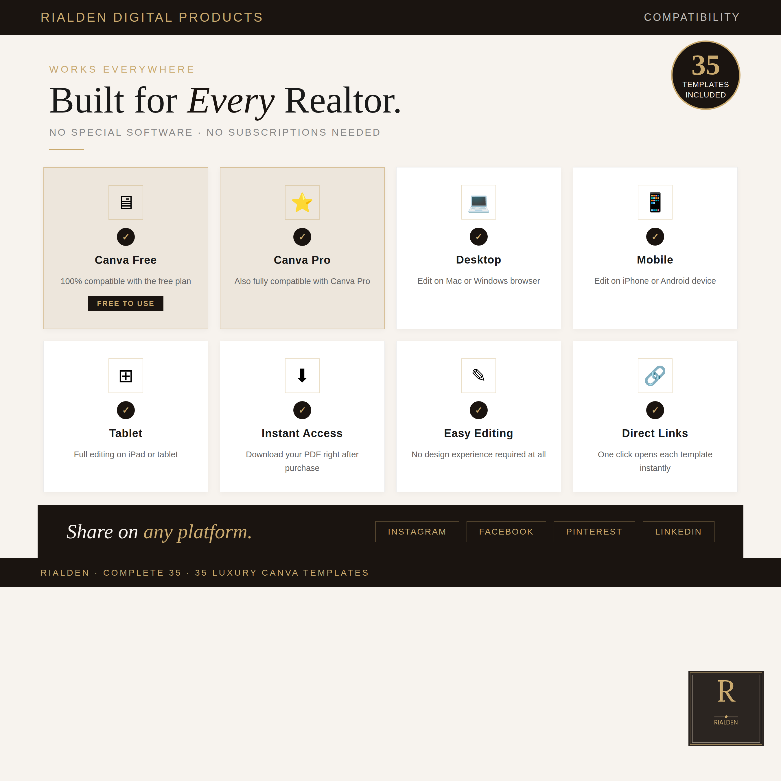 Real Estate Canva Template Bundle | 35 Luxury Social Media Templates