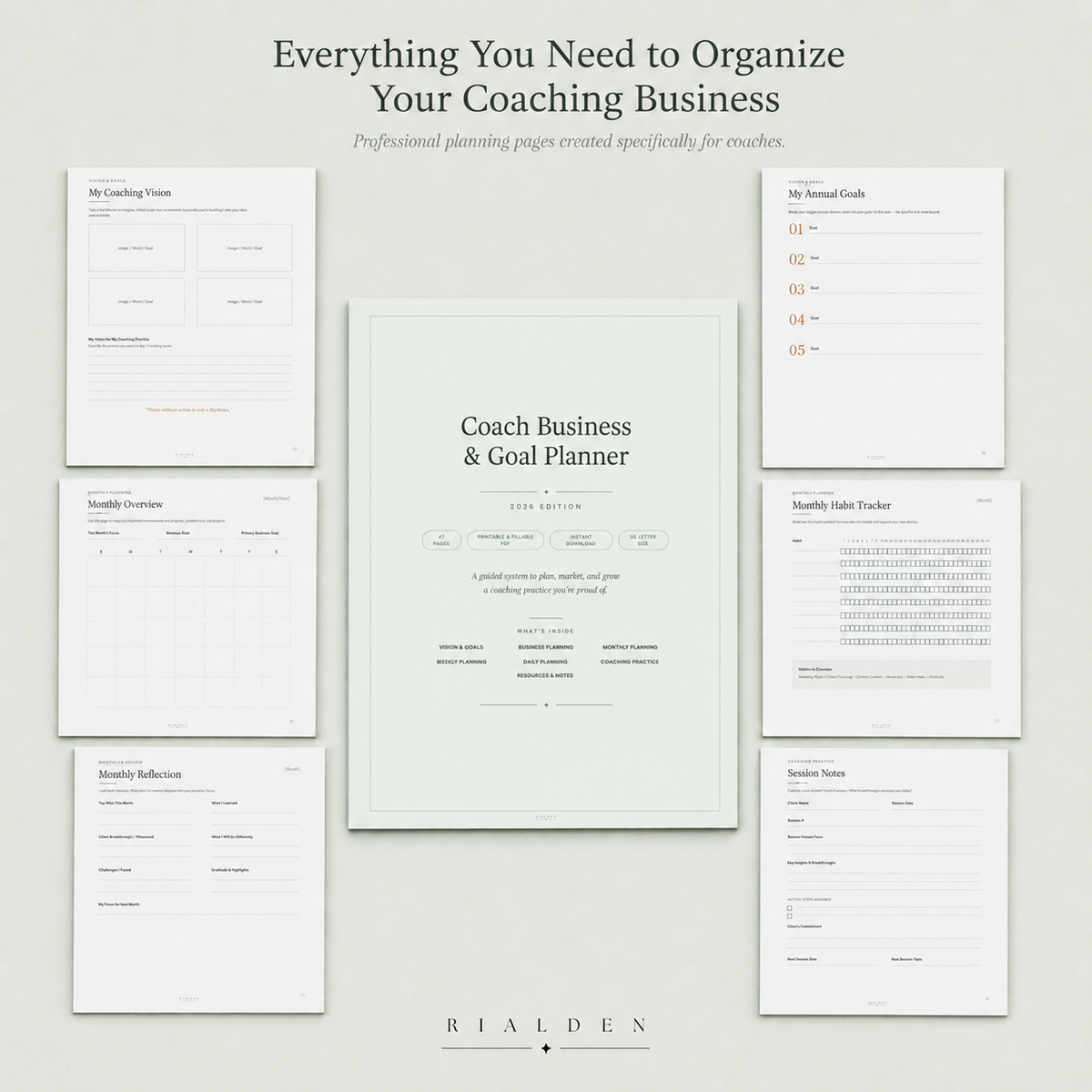 Coaching Business Planner – Printable Goal & Business Planner PDF for Coaches