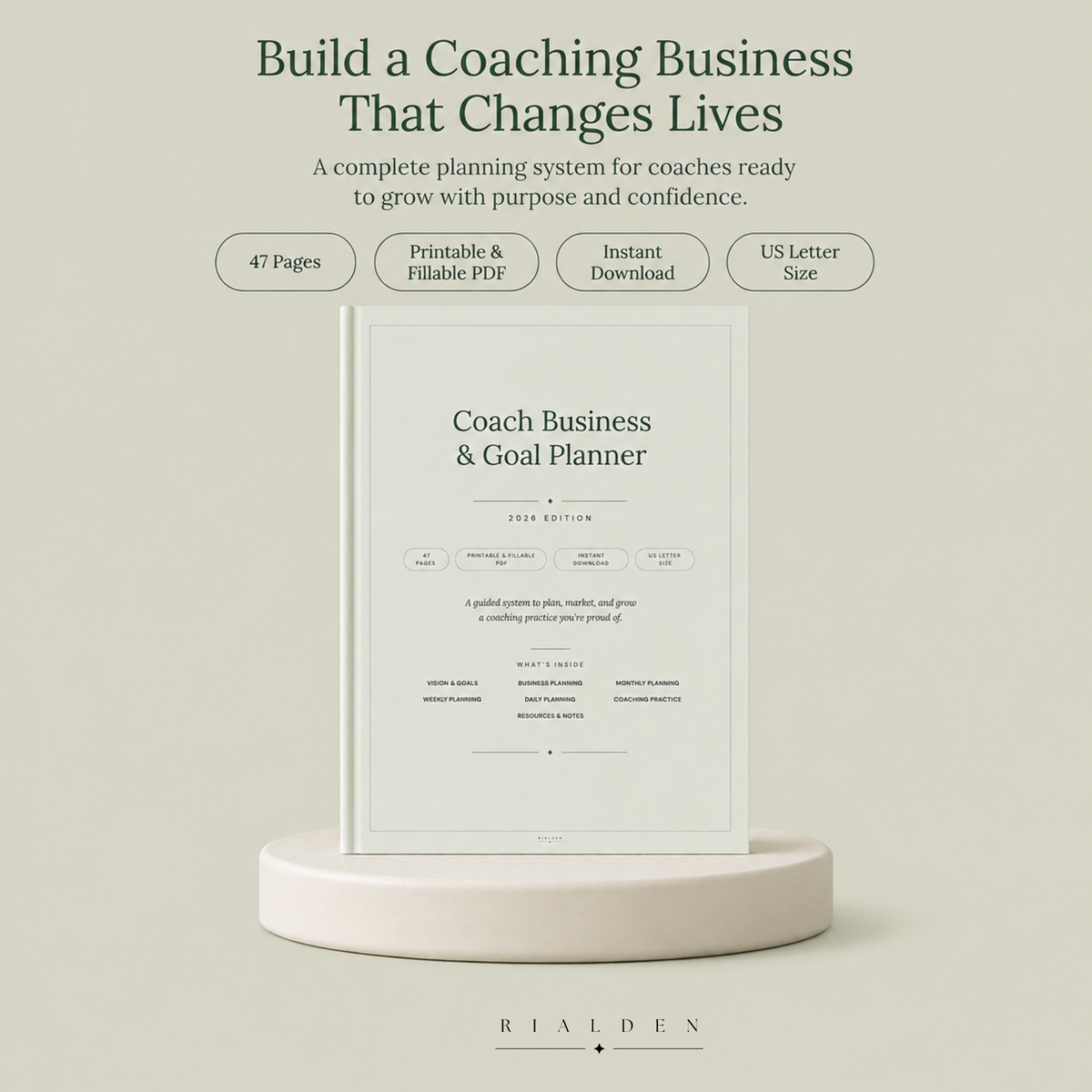 Coaching Business Planner – Printable Goal & Business Planner PDF for Coaches