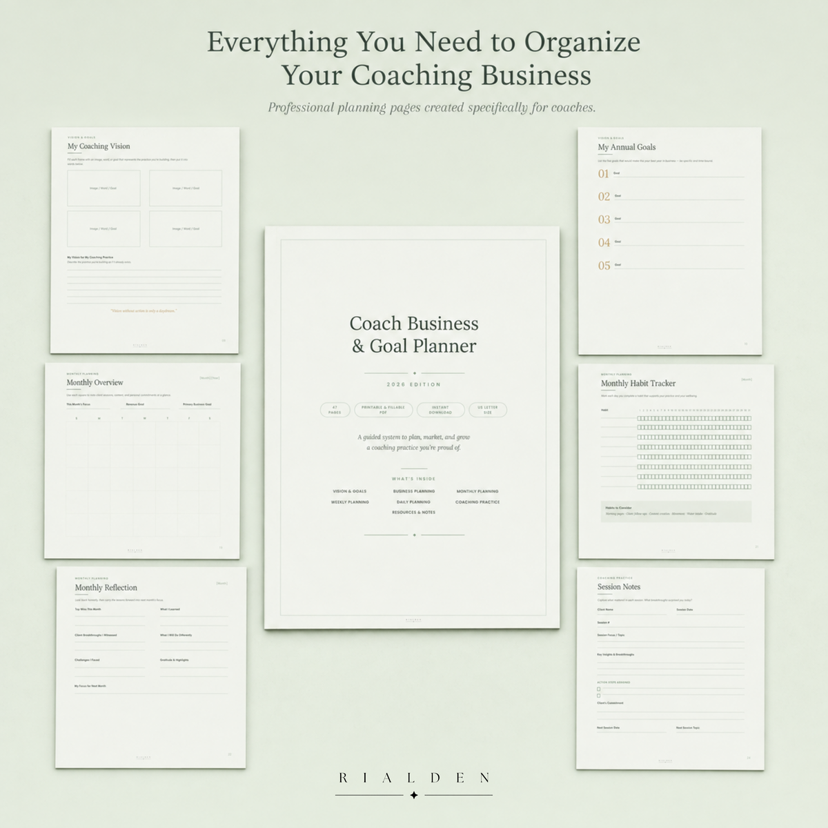 Coaching Business Planner – Printable Goal & Business Planner PDF for Coaches