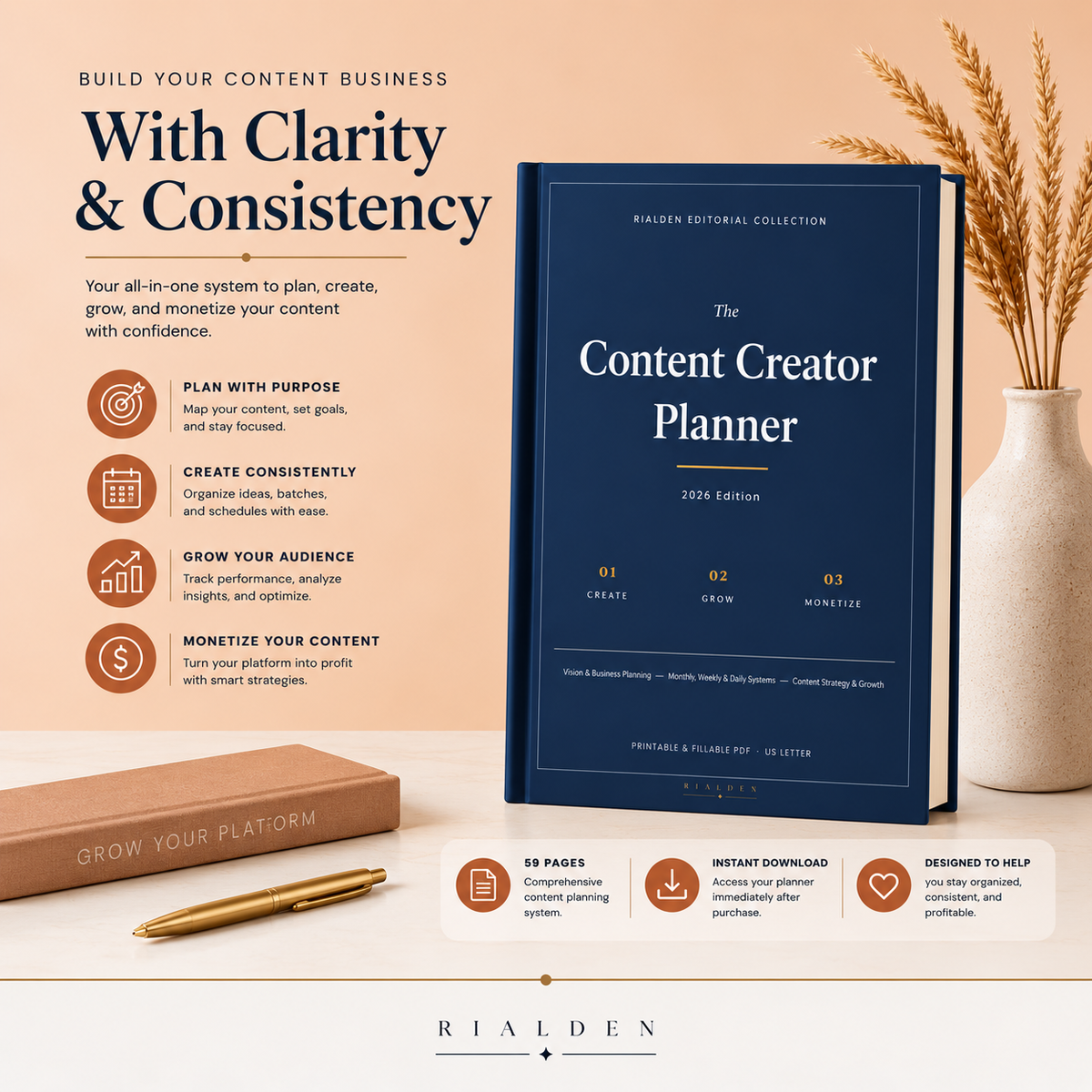 Content Creator Planner – Printable Content Planning PDF for Creators & Influencers