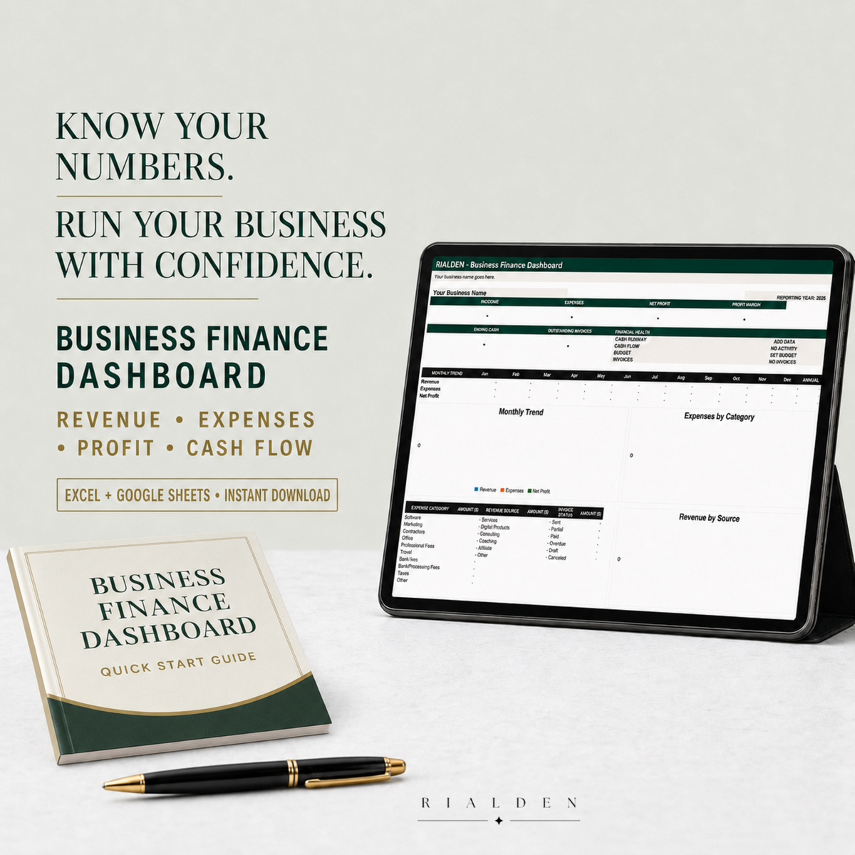 Business Finance Dashboard – Excel Financial Tracker for Small Businesses