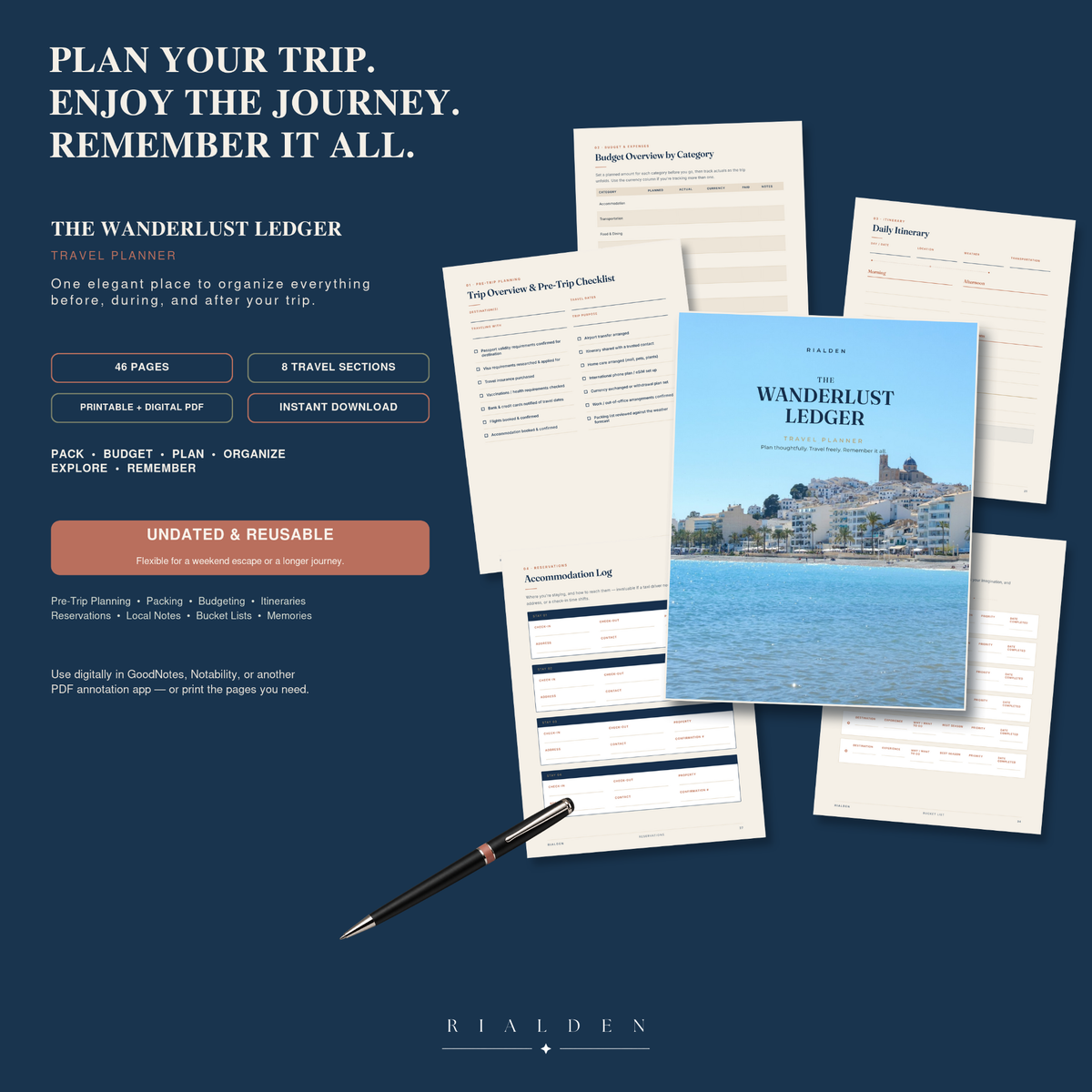 The Wanderlust Ledger — Undated Travel Planner