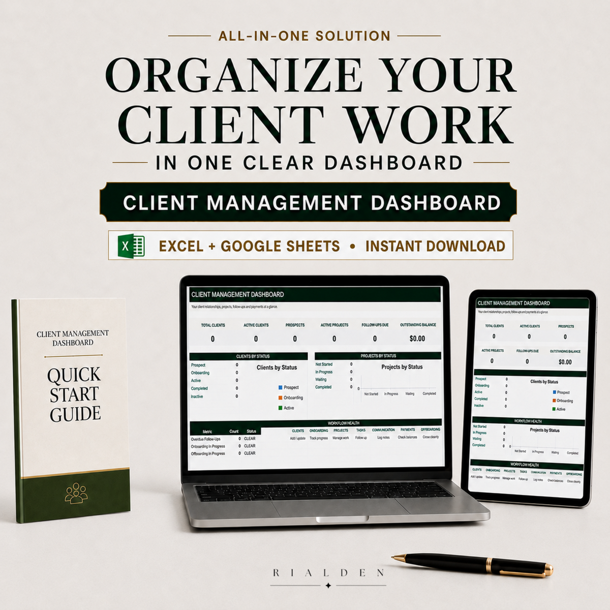Client Management Dashboard | Excel Client Tracker for Service Businesses