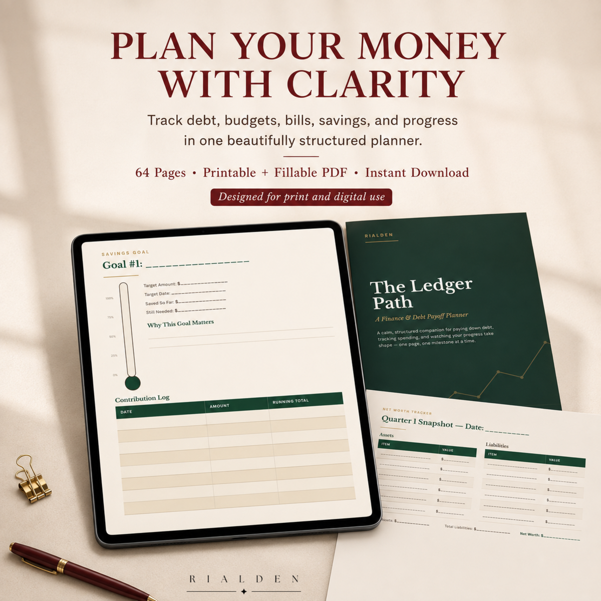 The Ledger Path — 12-Month Finance & Debt Payoff Planner