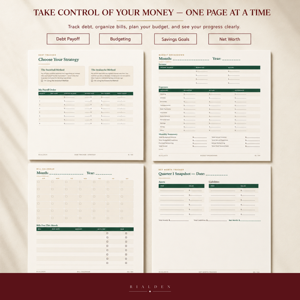 The Ledger Path — 12-Month Finance & Debt Payoff Planner