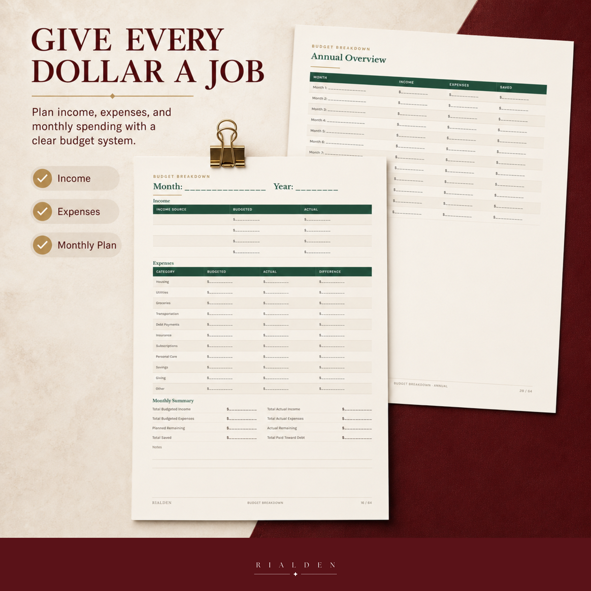 The Ledger Path — 12-Month Finance & Debt Payoff Planner