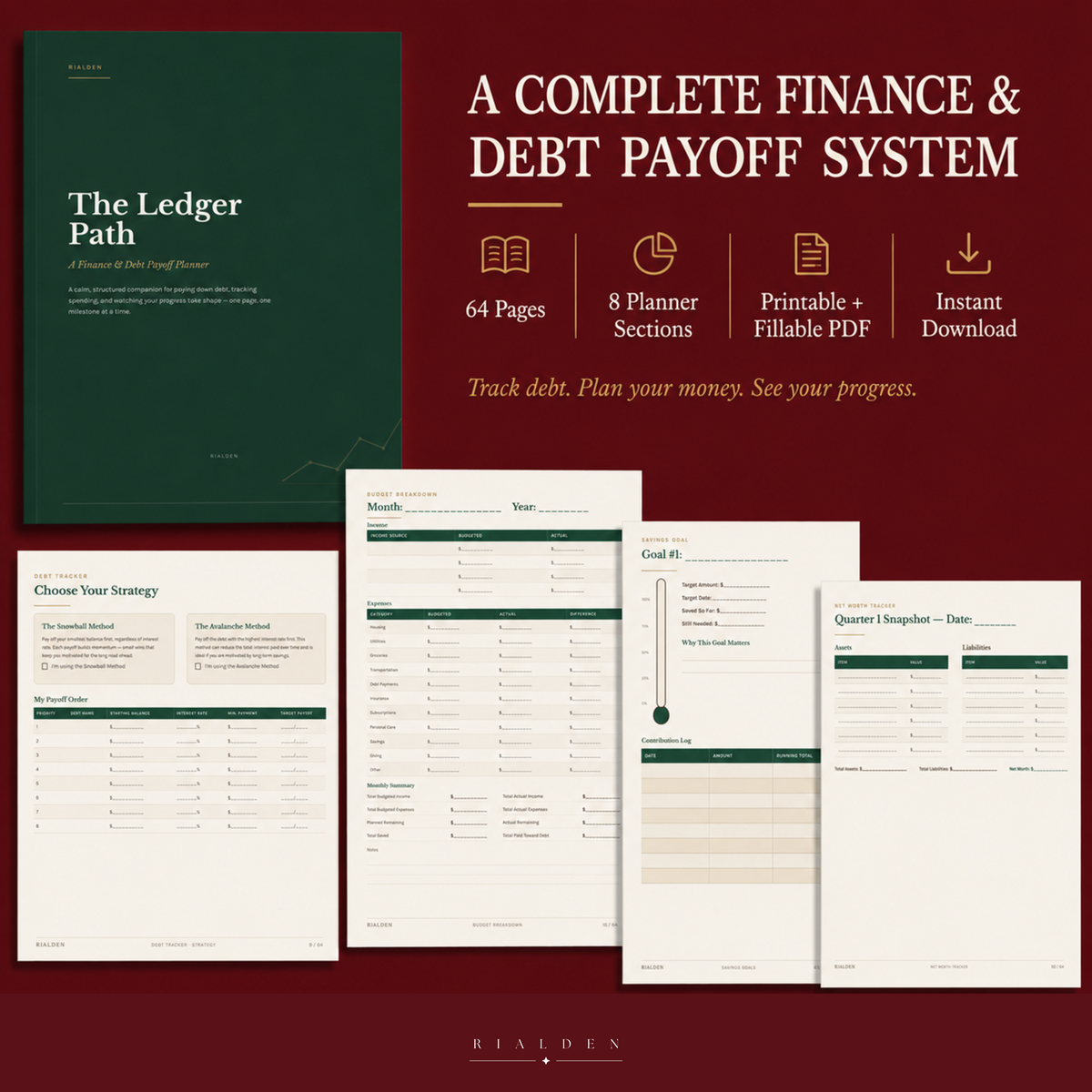 The Ledger Path — 12-Month Finance & Debt Payoff Planner