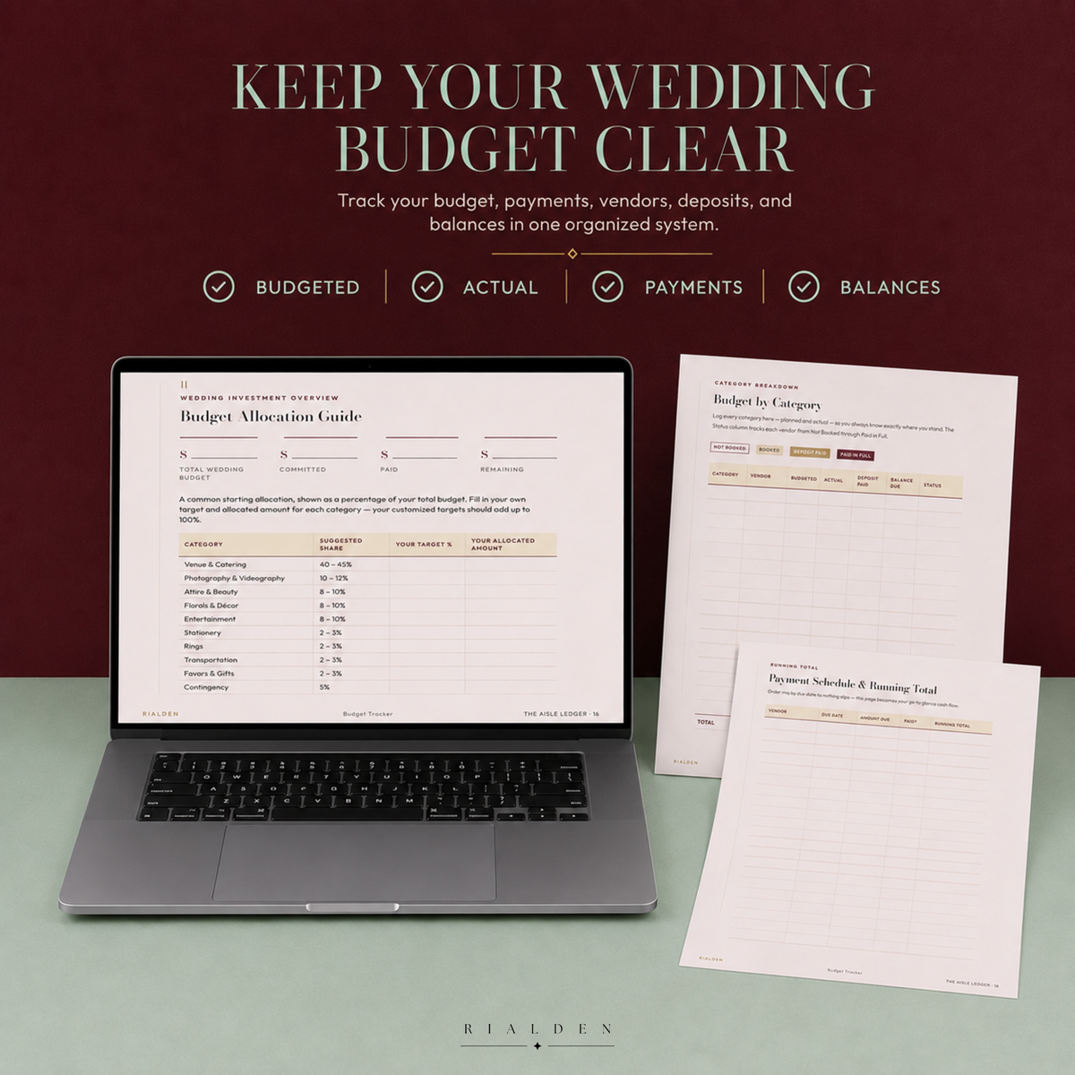 The Aisle Ledger — Wedding Planner | Printable + Fillable PDF