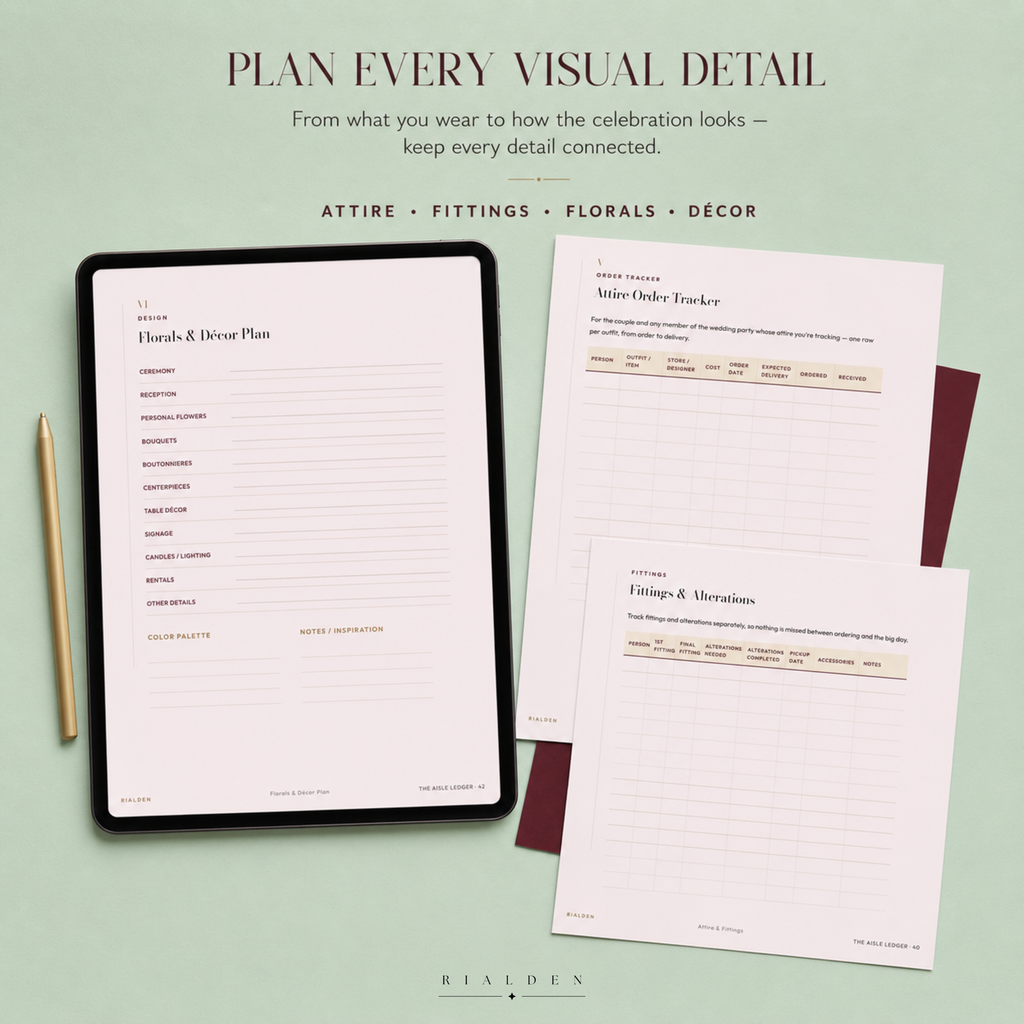 The Aisle Ledger — Wedding Planner | Printable + Fillable PDF