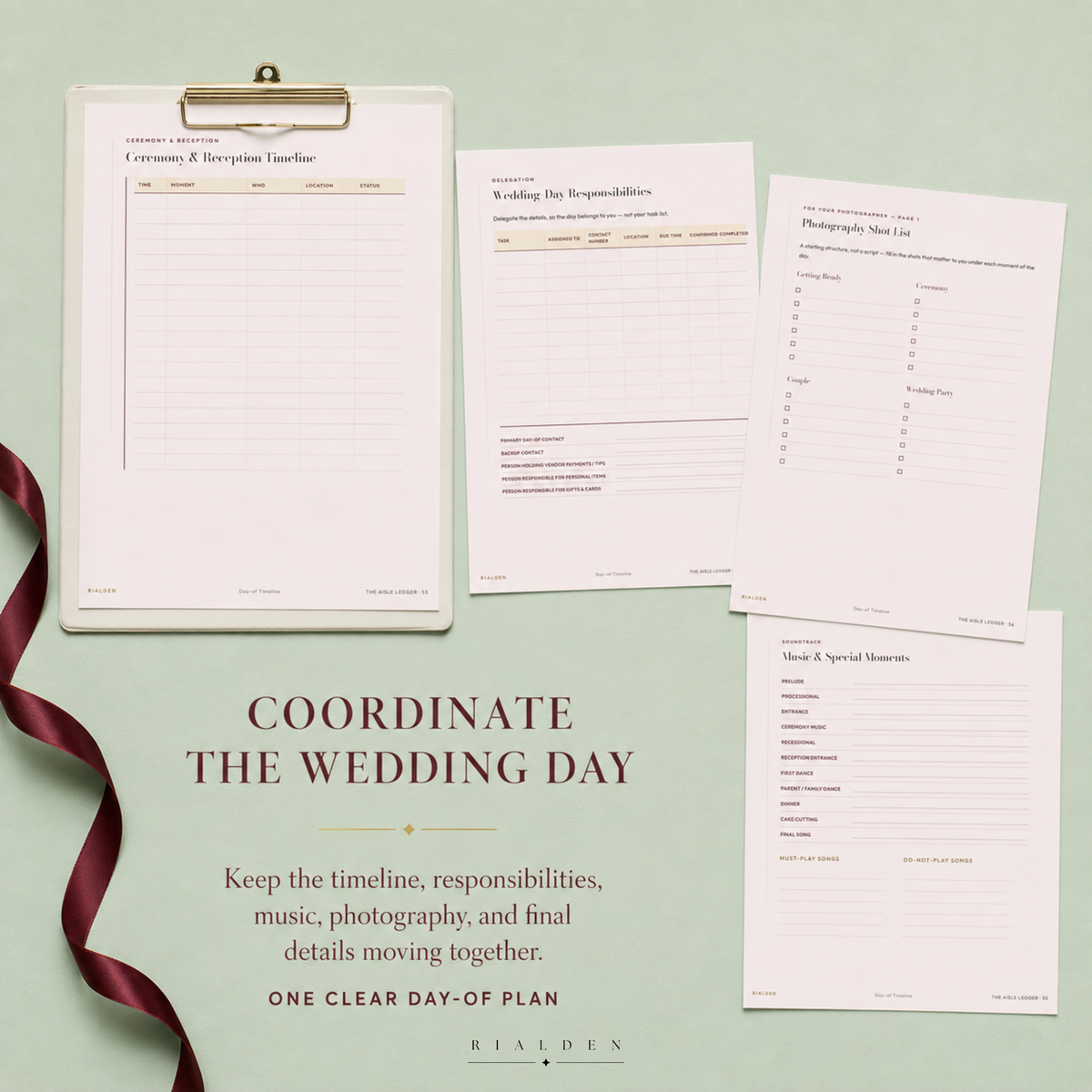 The Aisle Ledger — Wedding Planner | Printable + Fillable PDF